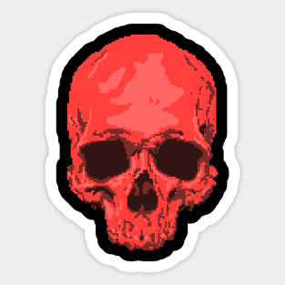 Red Pixelation Skull Sticker